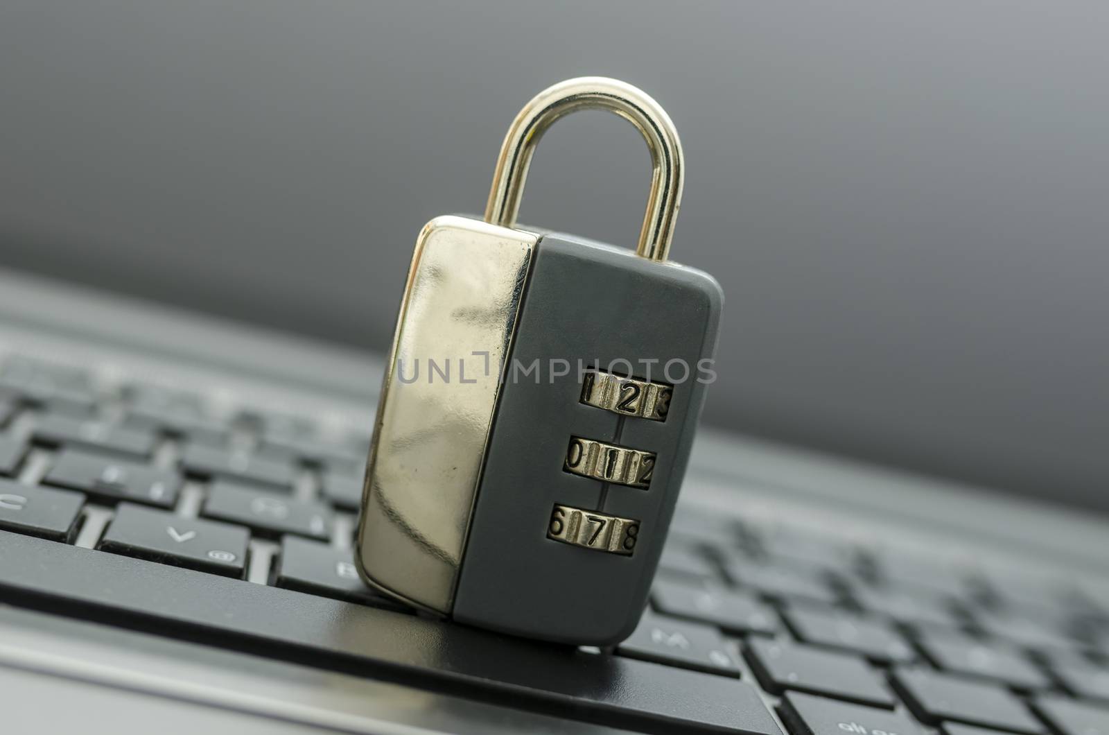 Padlock on computer keyboard. Concept of internet security.