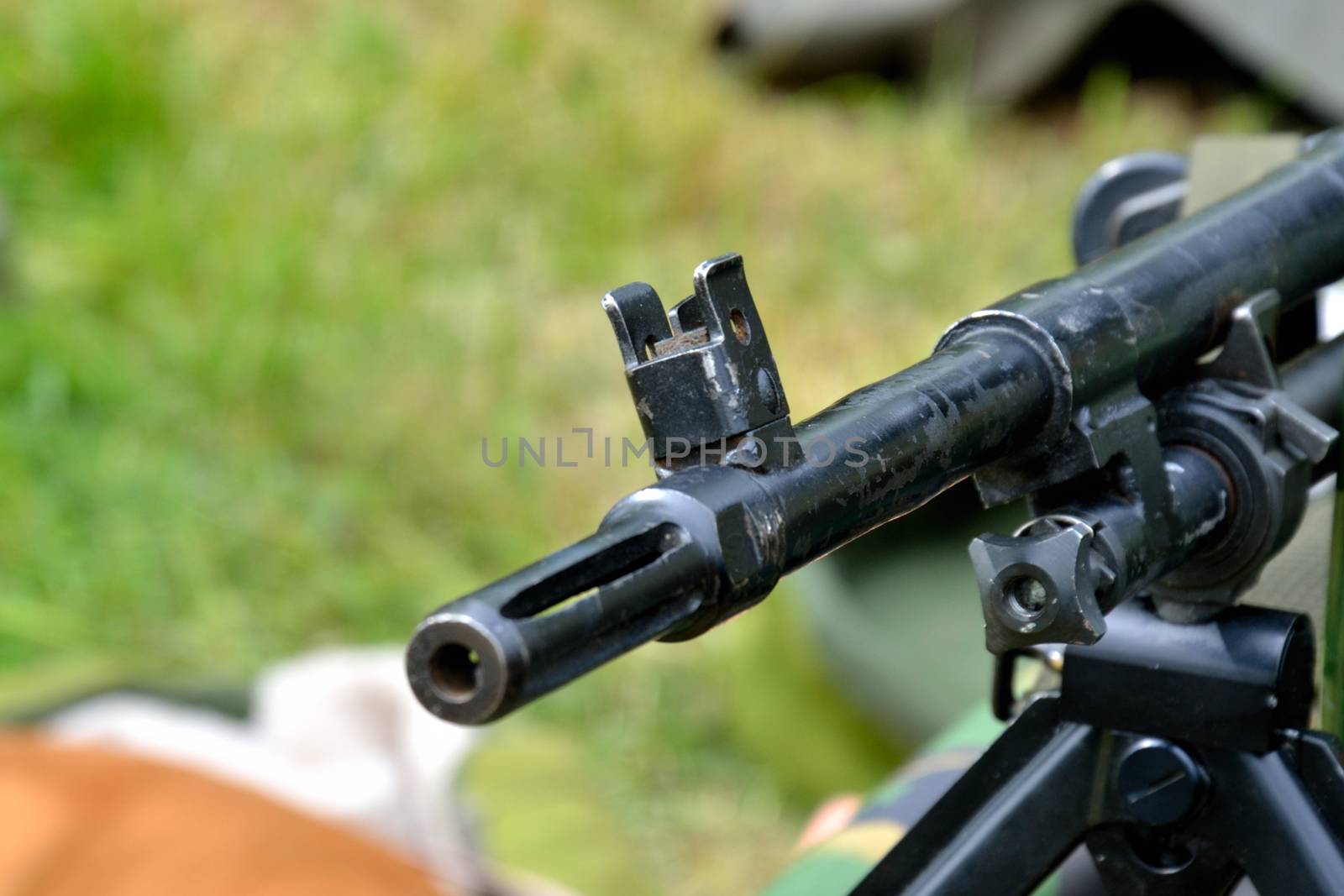 Machine gun barrel close up