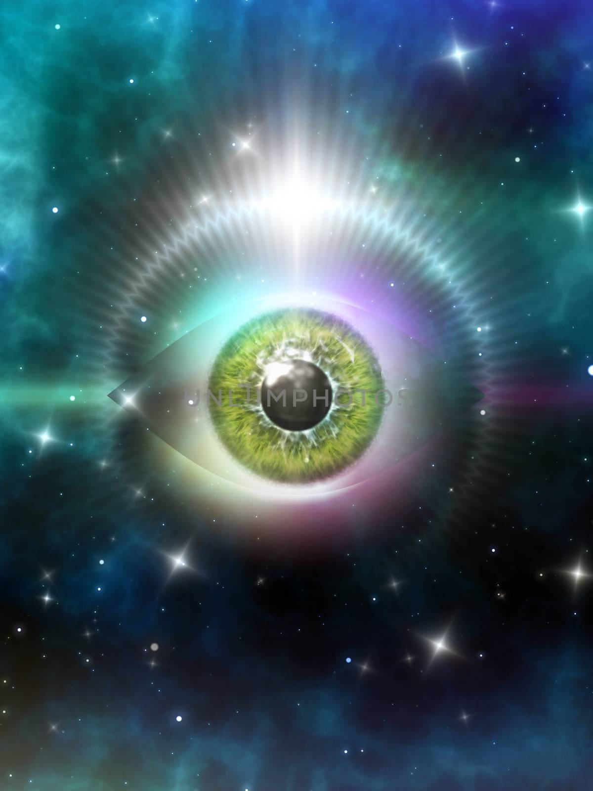 An image of an eye in space