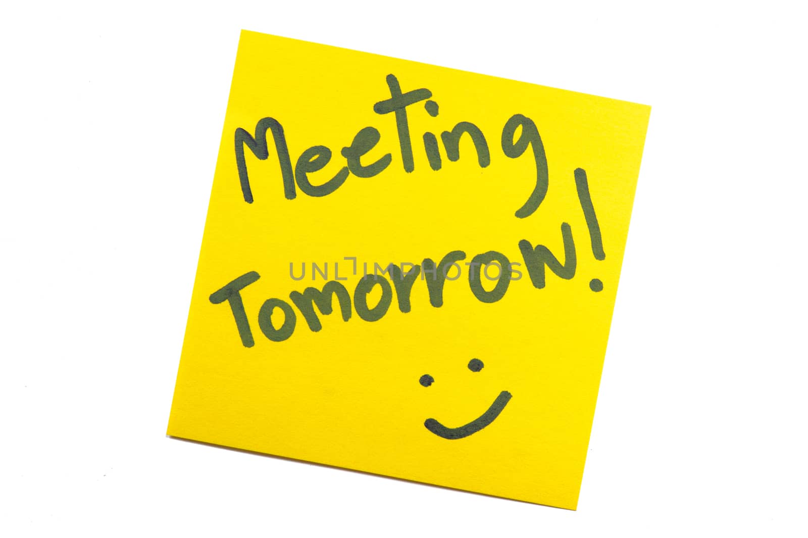 Sticky note with text "Meeting Tomorrow" by letoakin