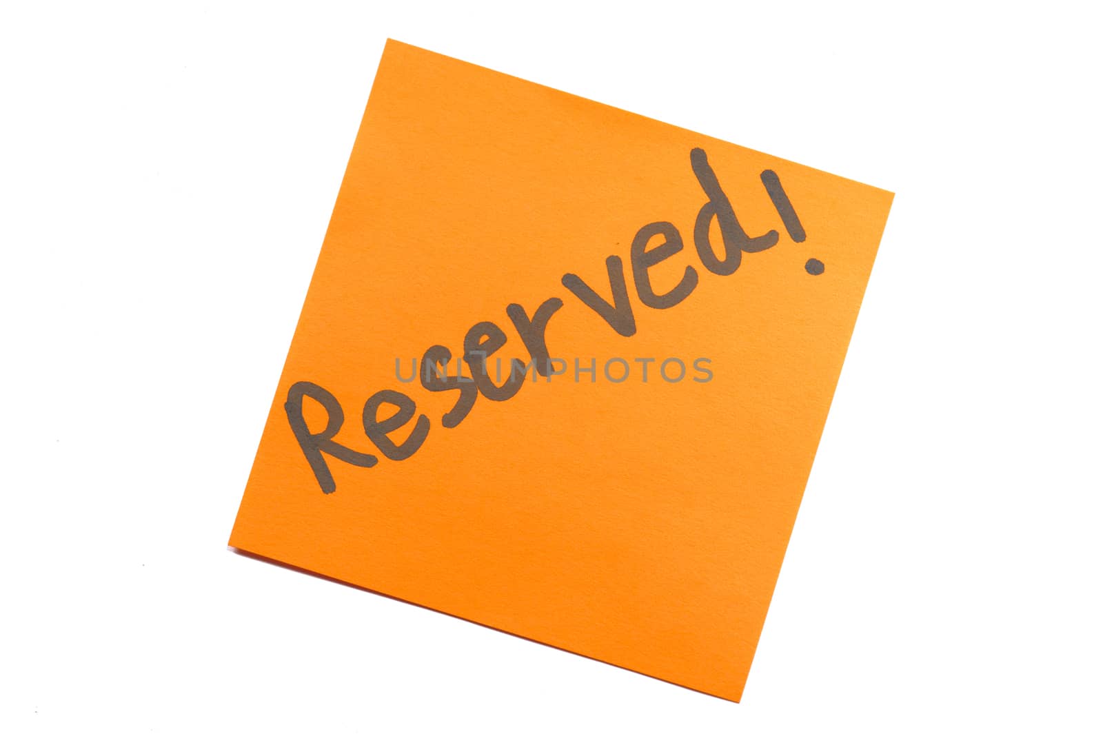 Sticky note with text "Reserved"