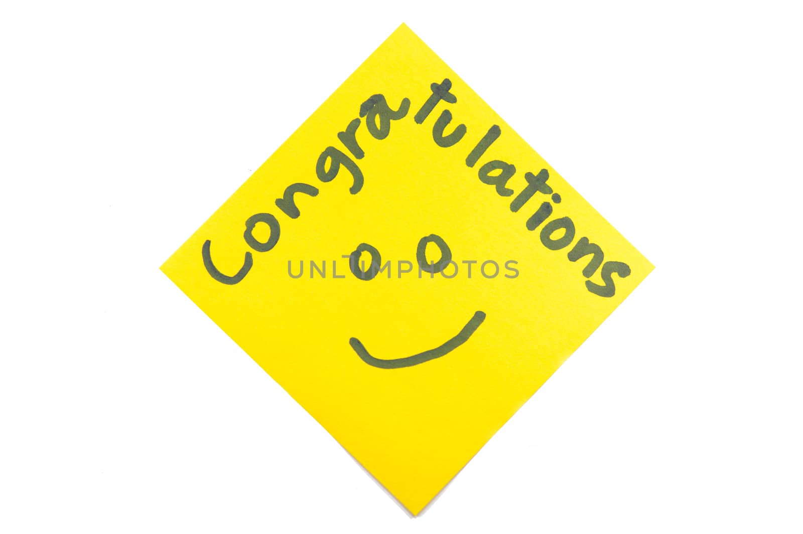 Sticky note with text "Congratulations"