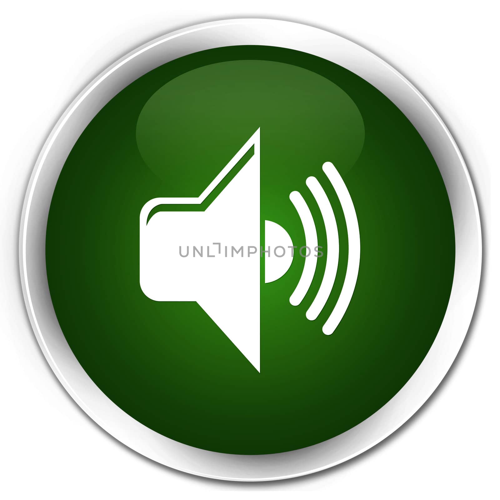 Volume icon glossy green round button