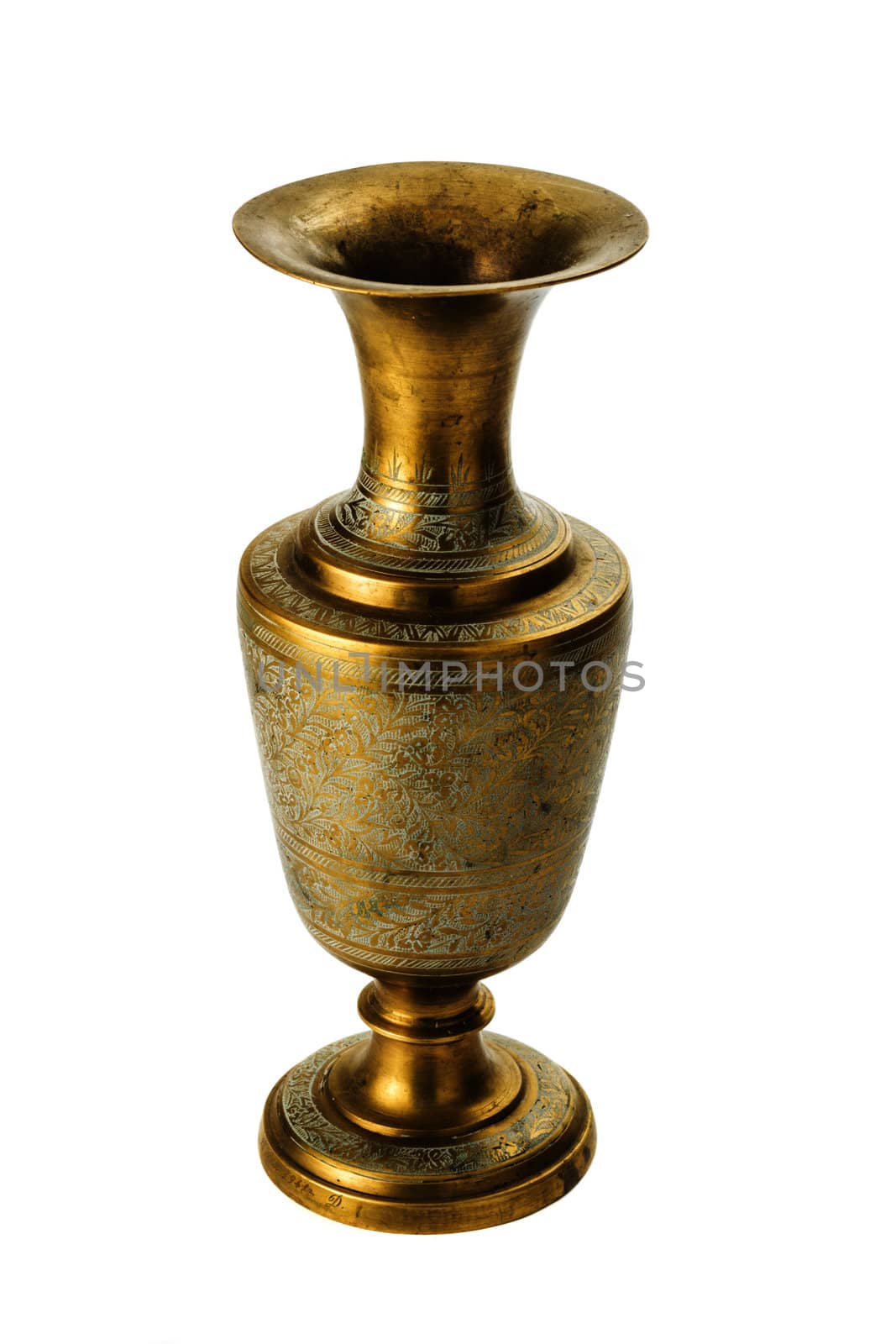 Bronze yellow vase on a white background by dedron