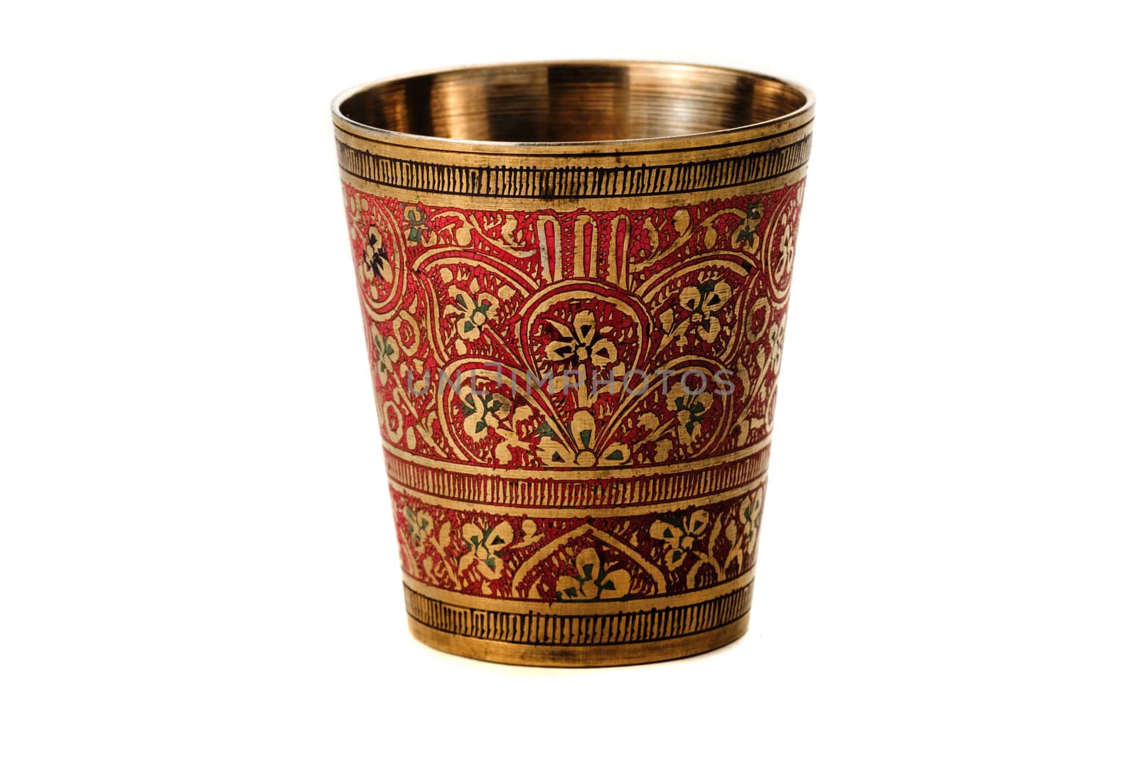 Bronze cup with ornament on a white background by dedron