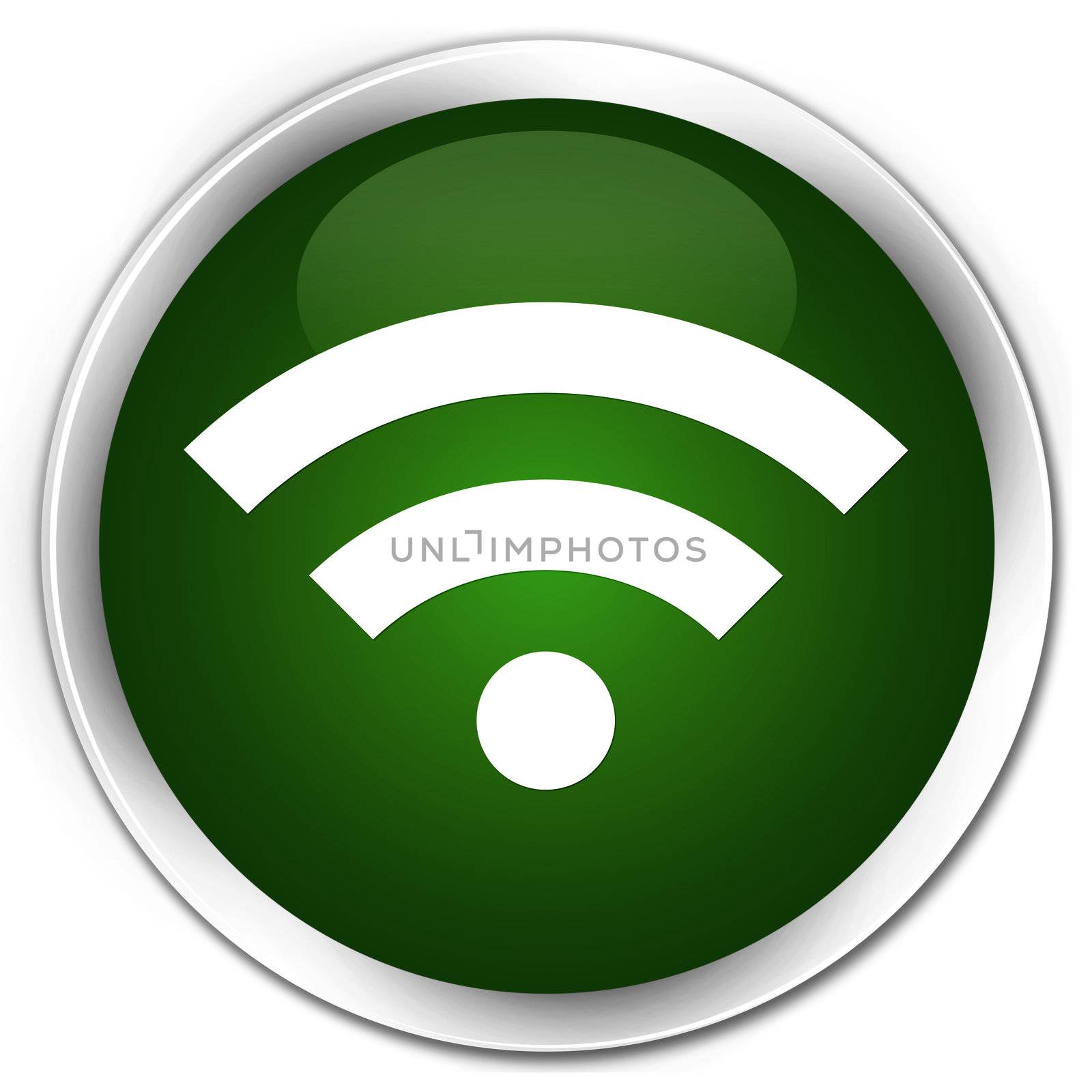 Wifi icon glossy green round button