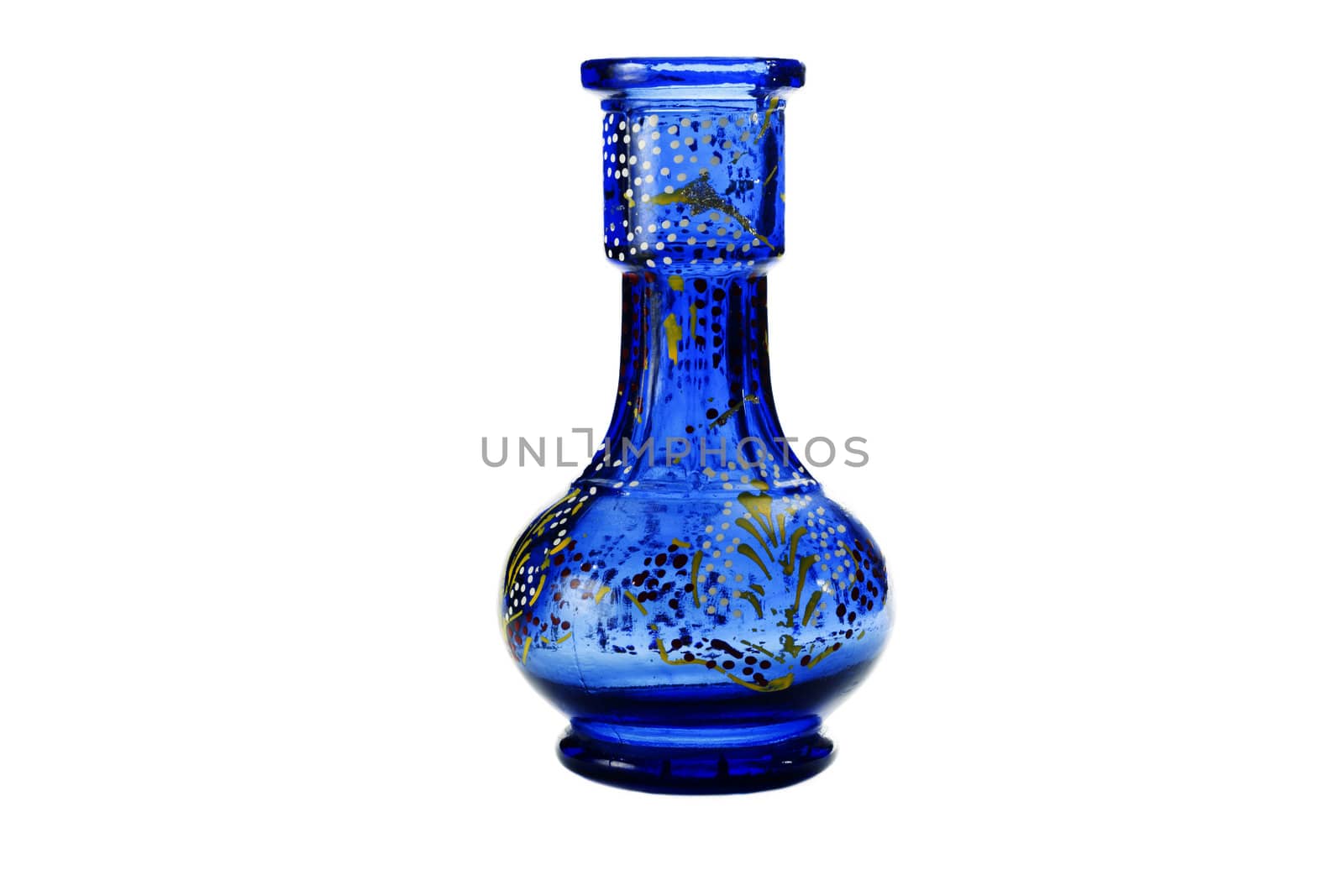 Isolated blue flower vase on a white background