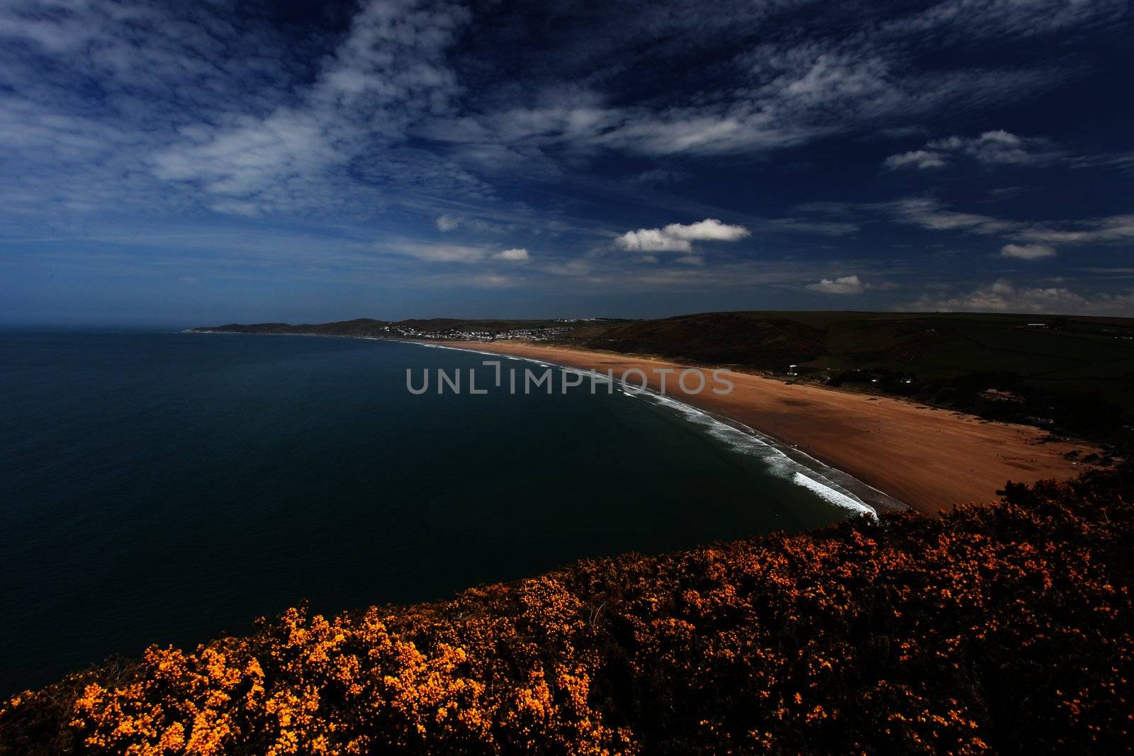 Sunset Woolacombe Beach in North Devon South West England United kingdom