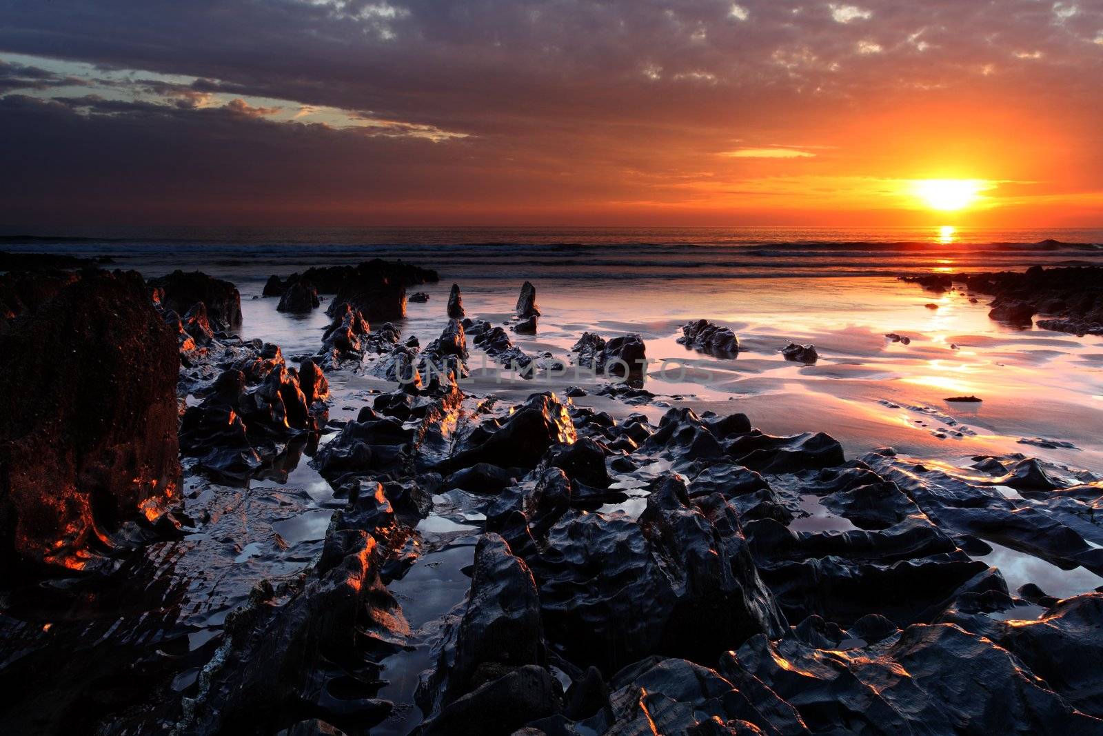 Sunset Woolacombe Beach in North Devon South West England United kingdom