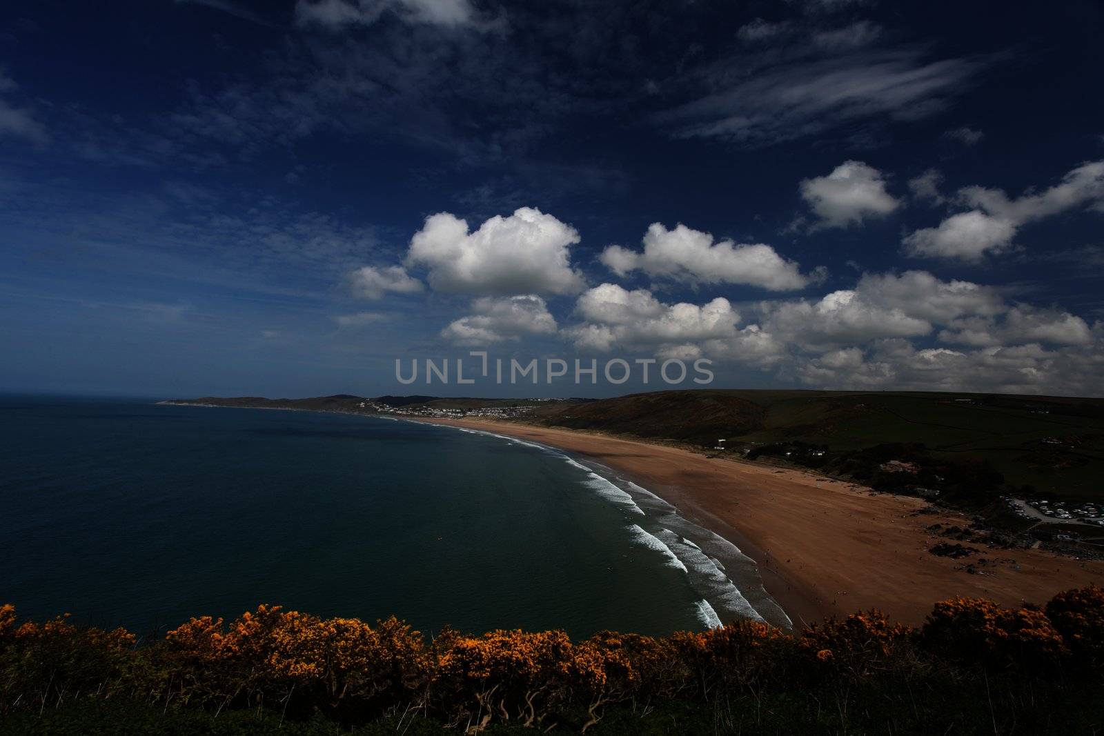 Sunset Woolacombe Beach in North Devon South West England United kingdom