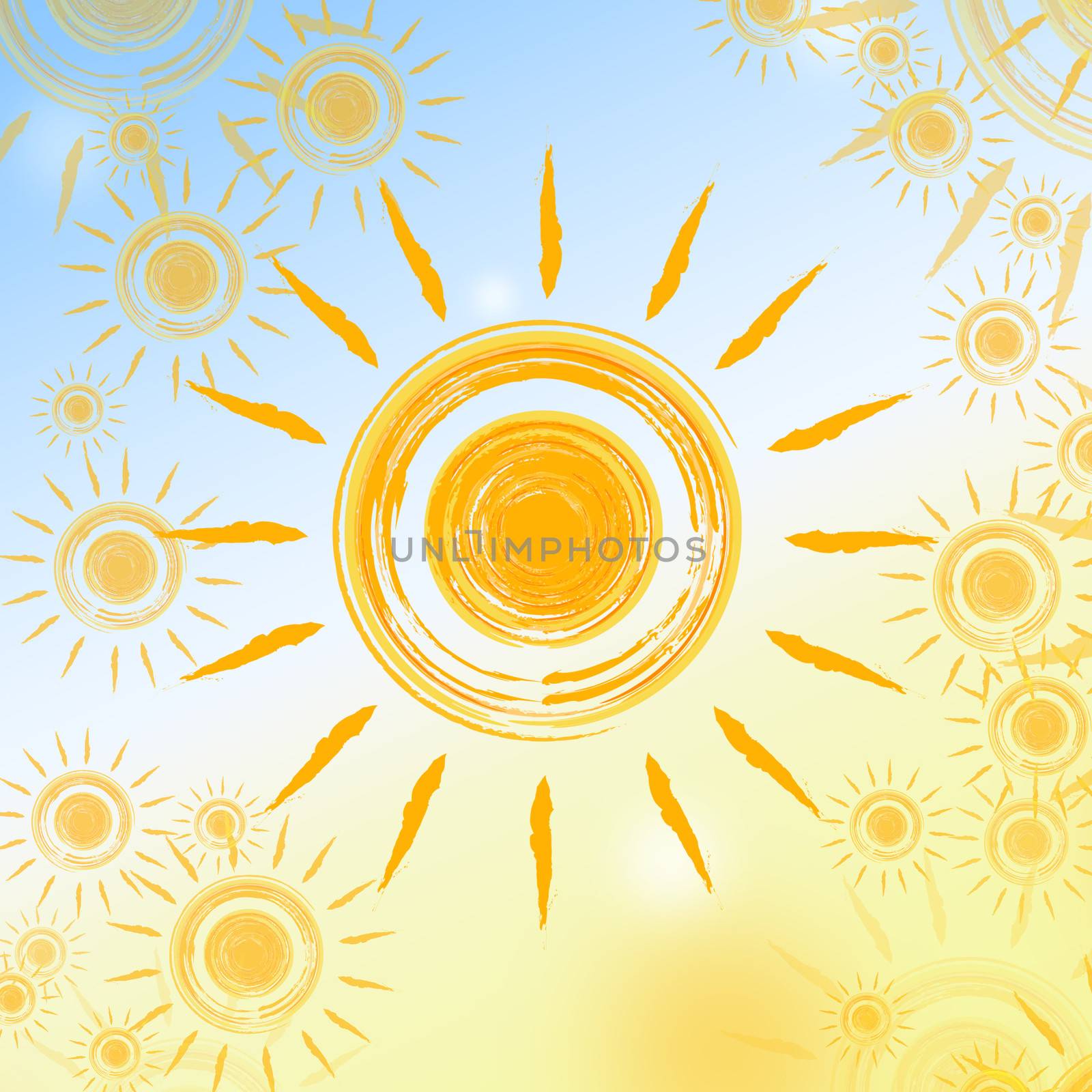 summer background with yellow suns by marinini