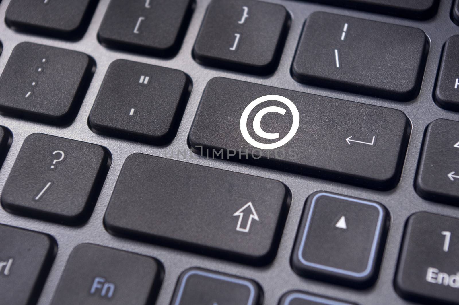 a copyright symbol on keyboard to illustrate the concepts.