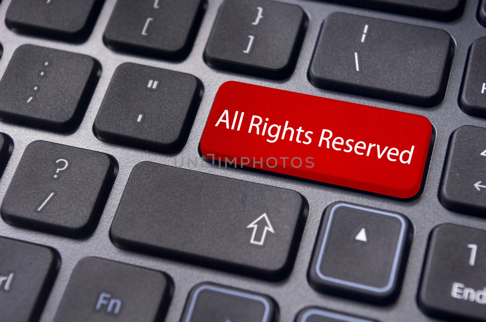 an All Rights Reserved message on keyboard to illustrate the concepts.
