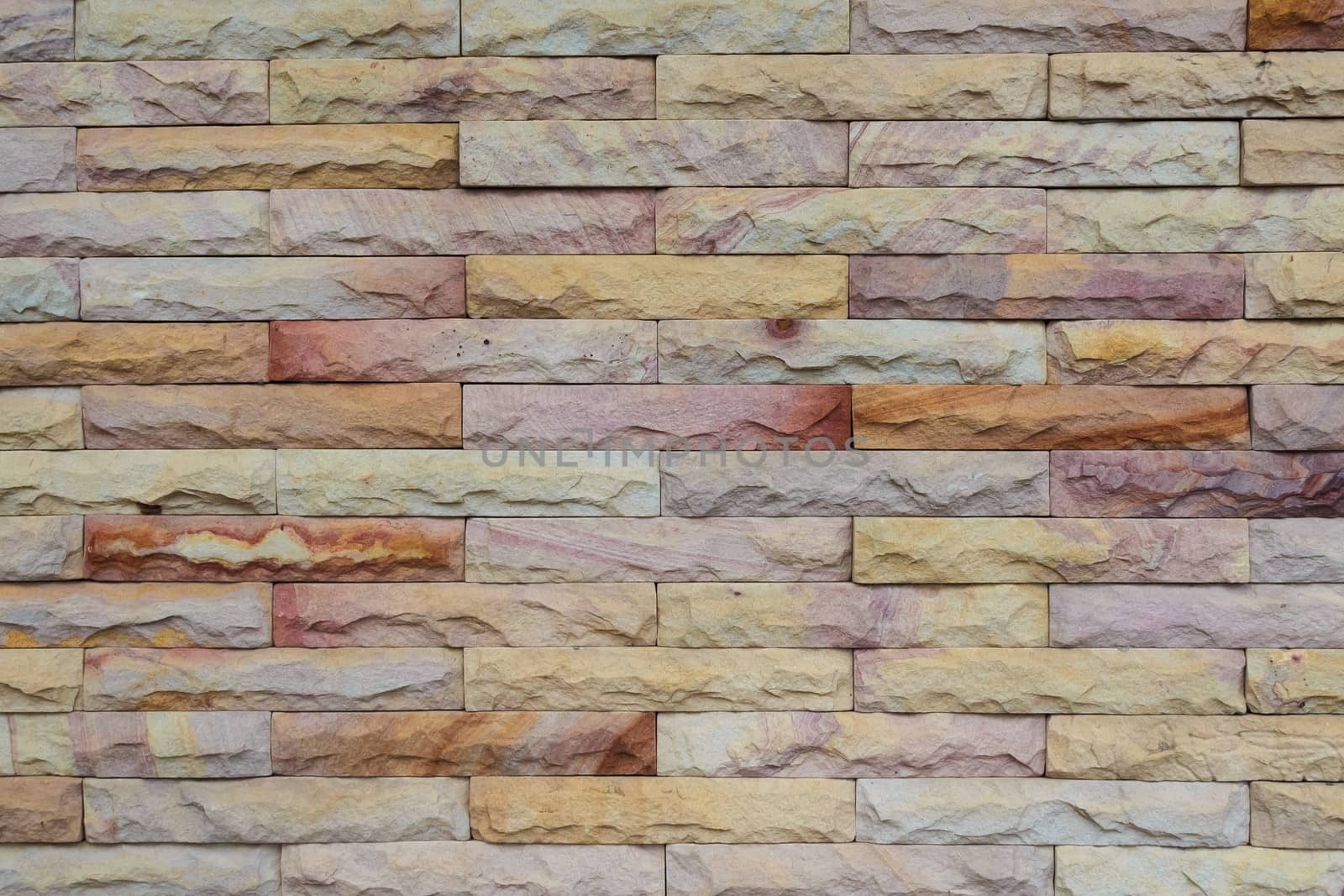 Sandstone Bricks Wall showing Natural Color and Texture, Horizontal Pattern