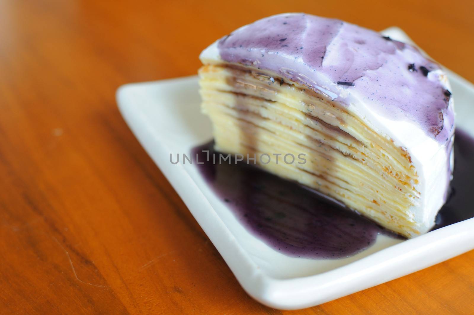 Blueberry Cake on White Plate by letoakin