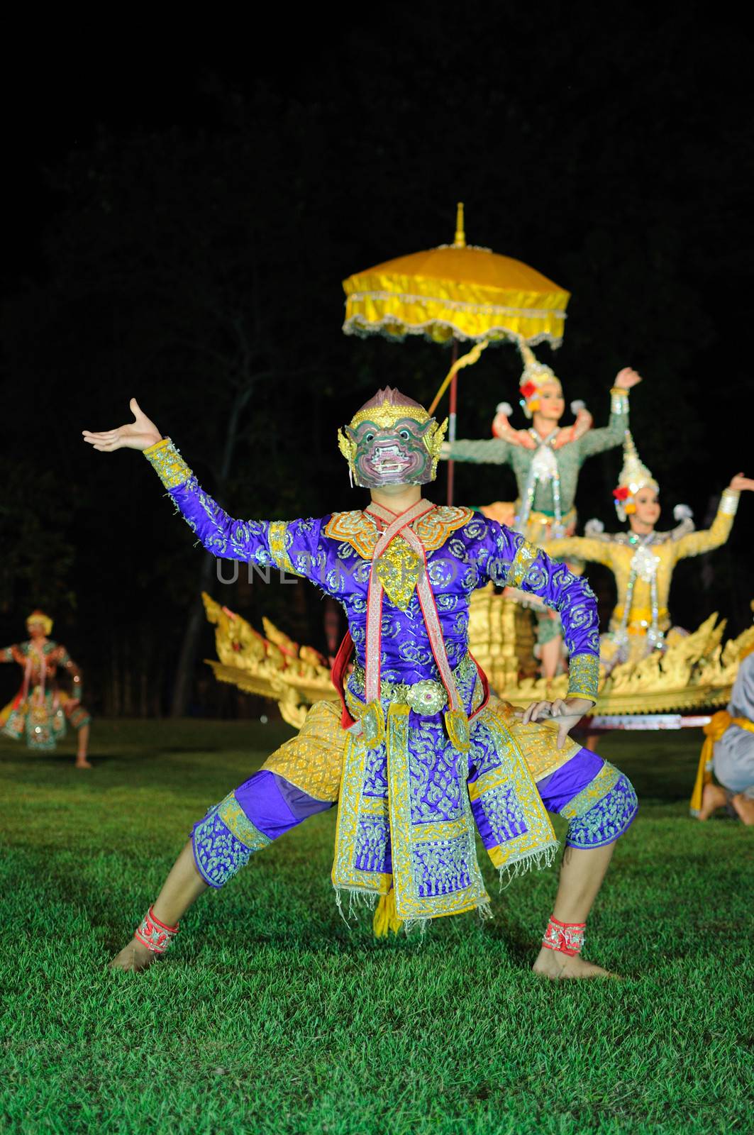 Thai classical masked play at Phimai Historical Park , Thailand by letoakin