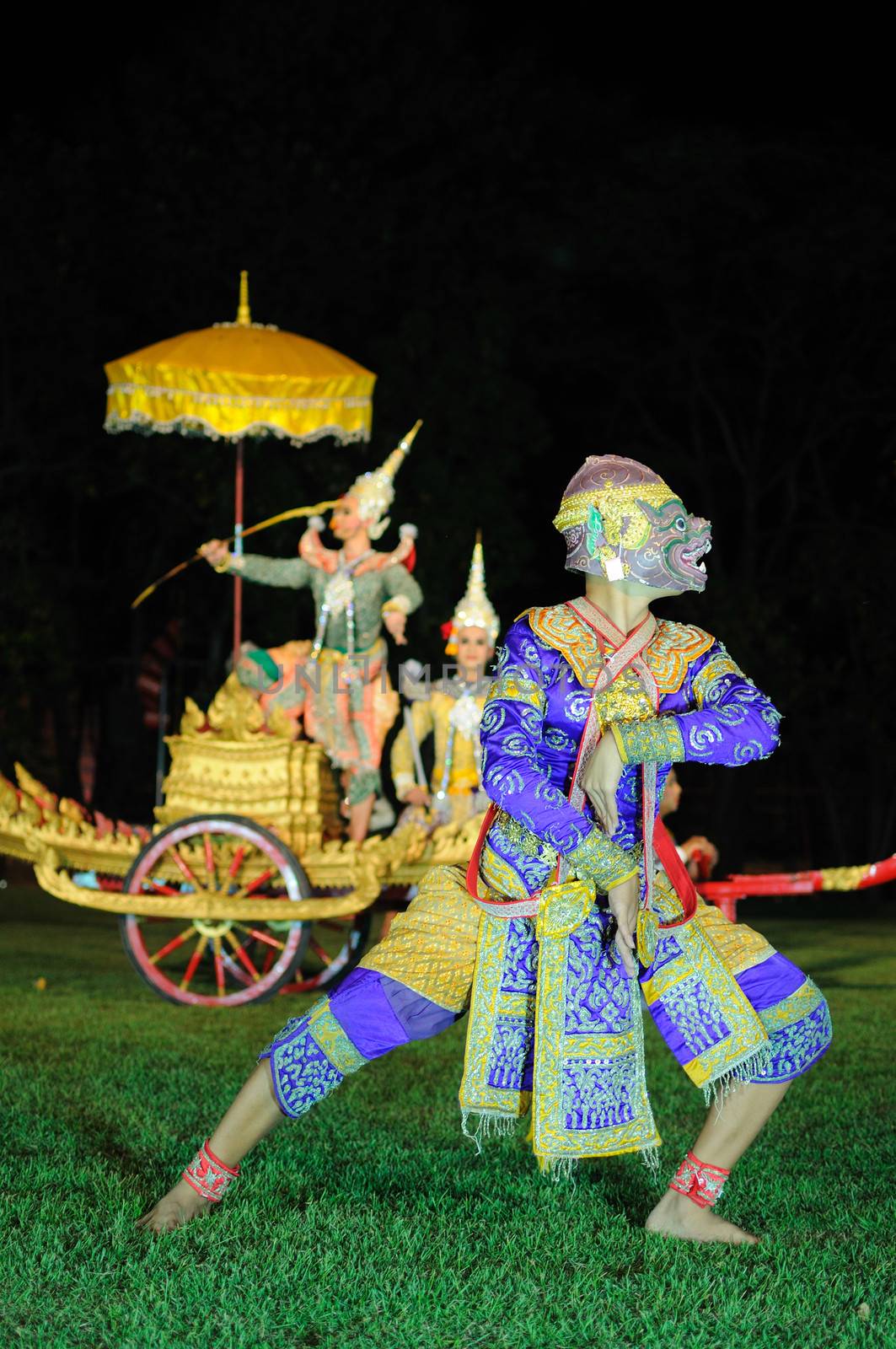 Thai classical masked play at Phimai Historical Park , Thailand by letoakin