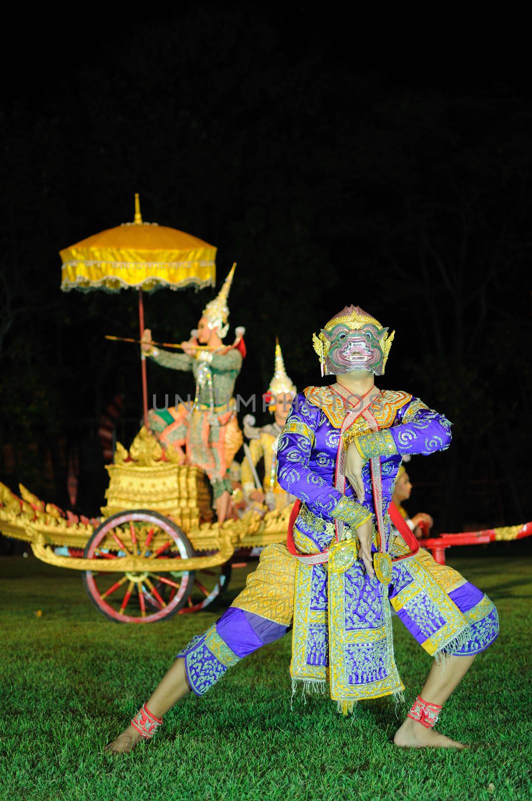 Thai classical masked play at Phimai Historical Park , Thailand by letoakin