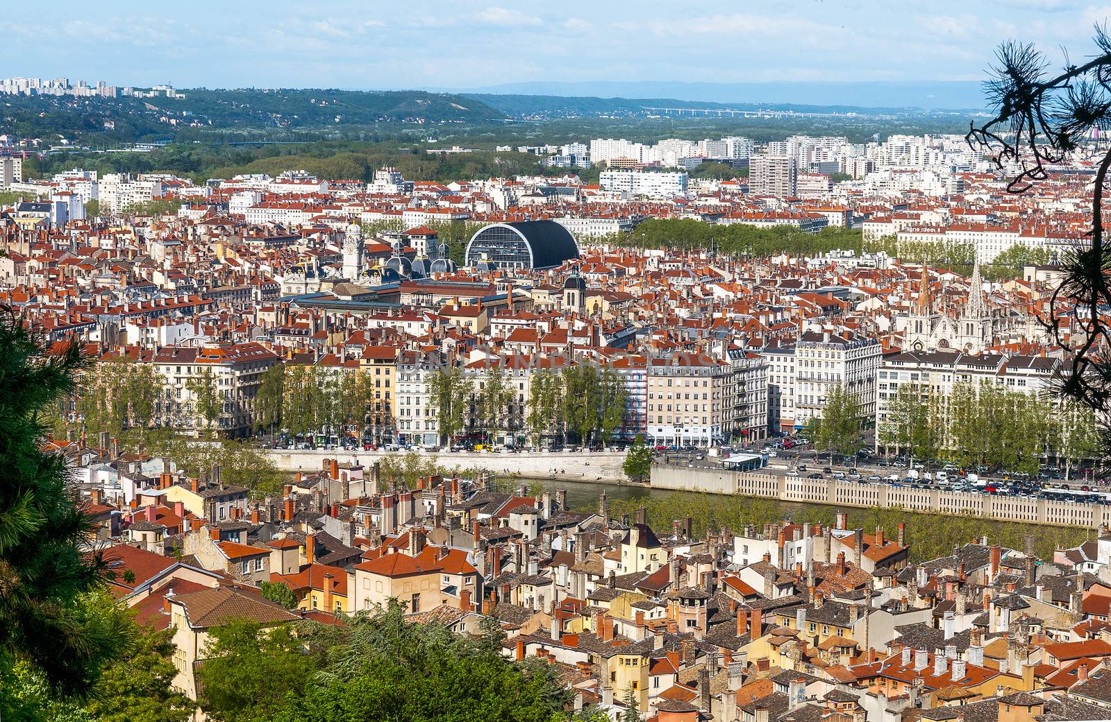 city of Lyon view from Fourviere basilic, France