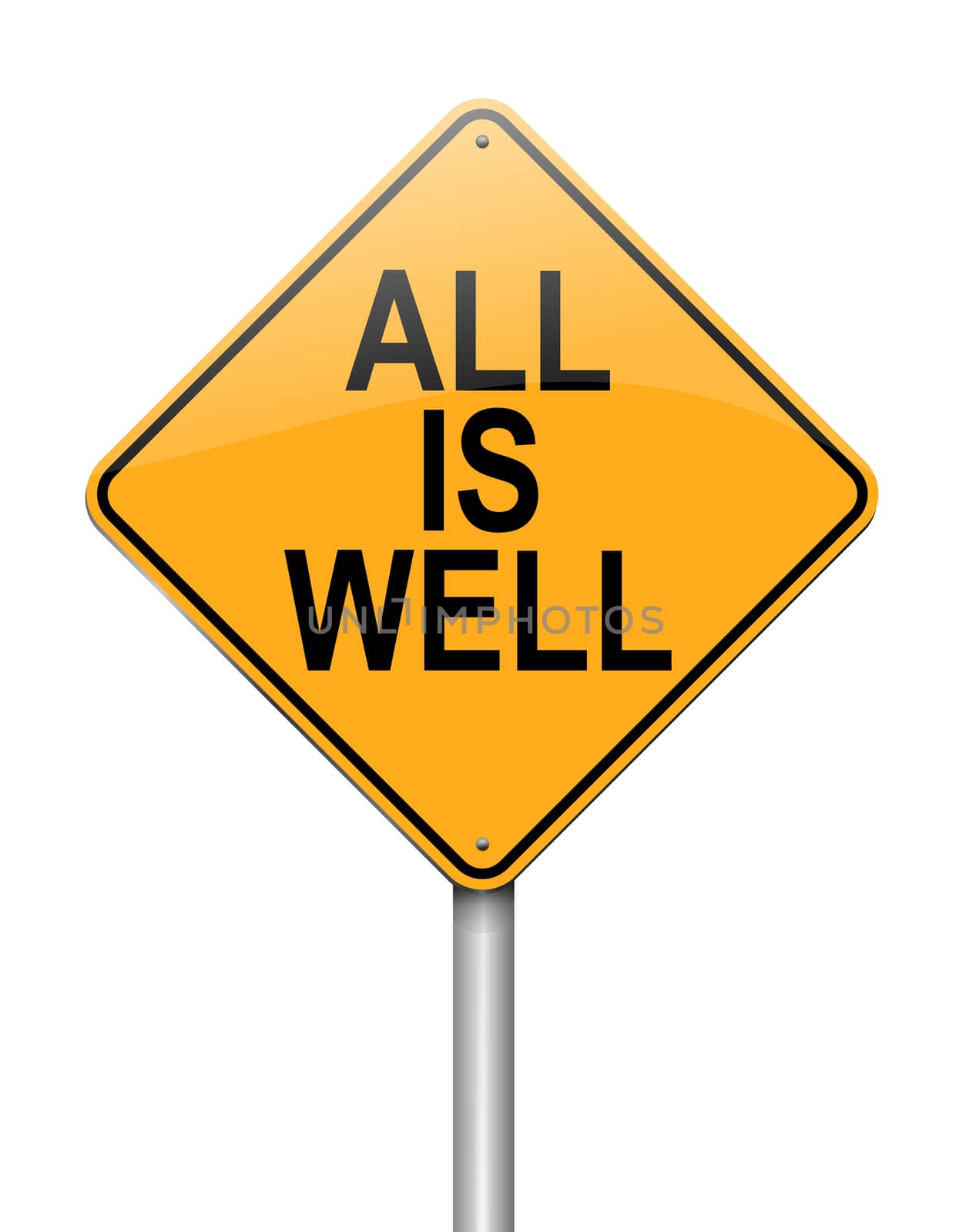 Illustration depicting a sign with an all is well concept.