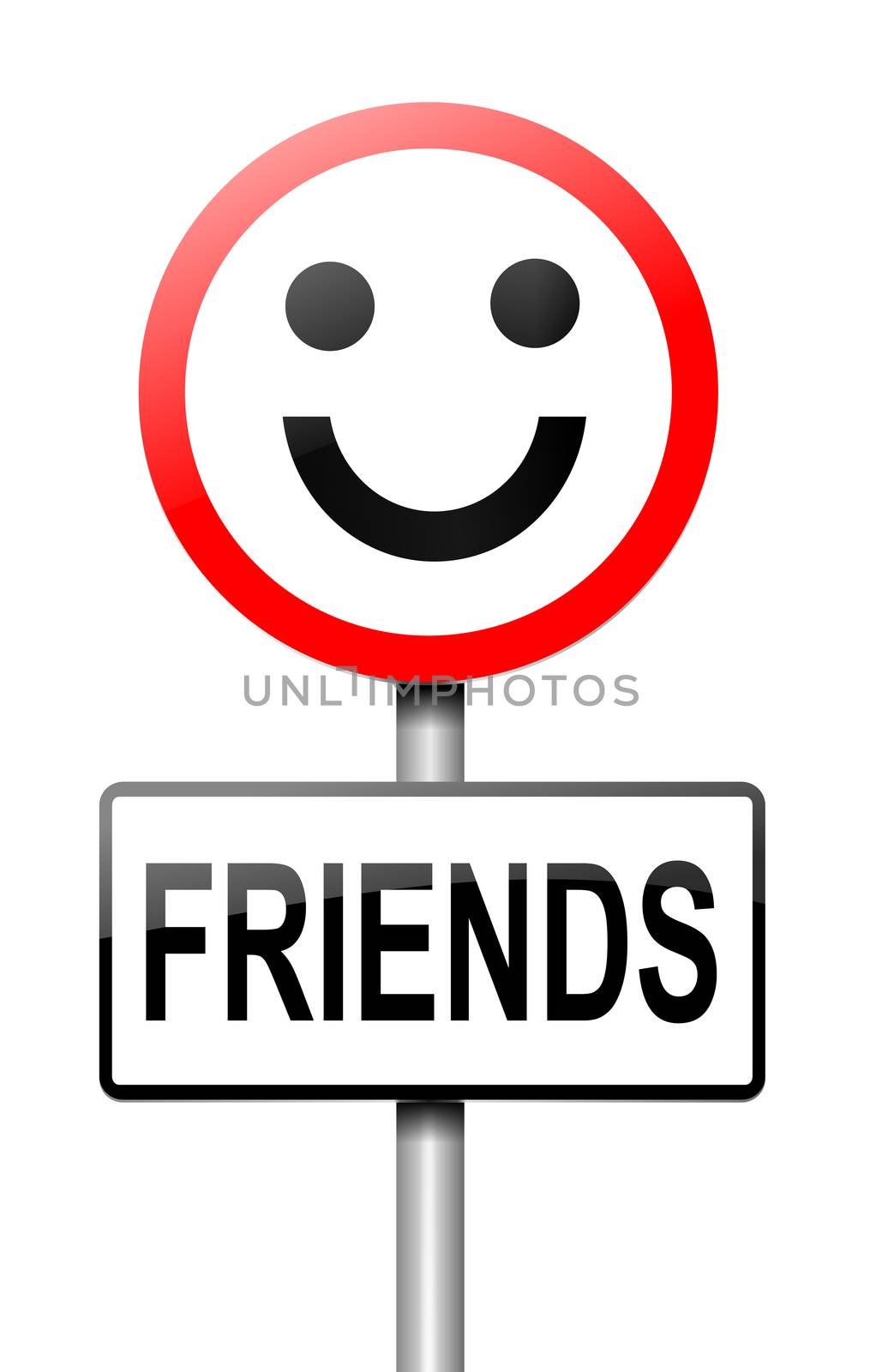 Illustration depicting a sign with a friends concept.