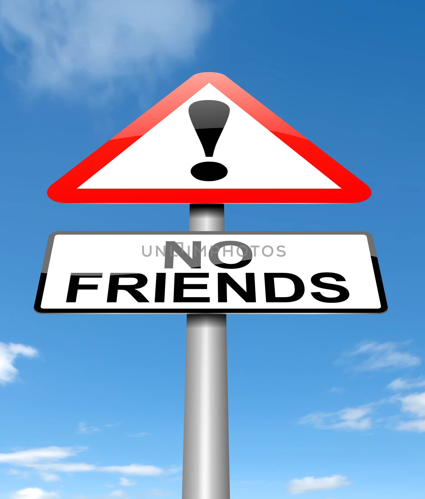 Illustration depicting a sign with a no friends concept.