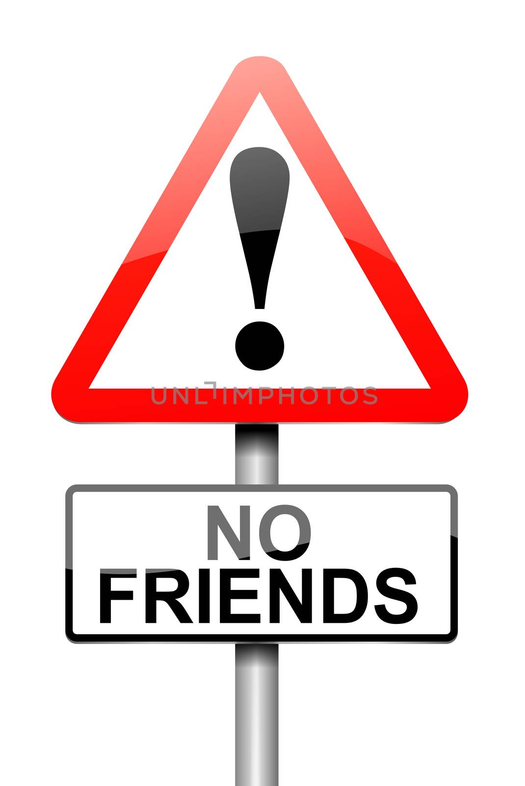 Illustration depicting a sign with a no friends concept.