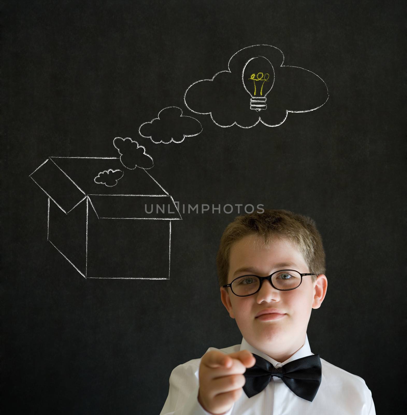 Education needs you thinking boy business man with thinking out the box concept by alistaircotton