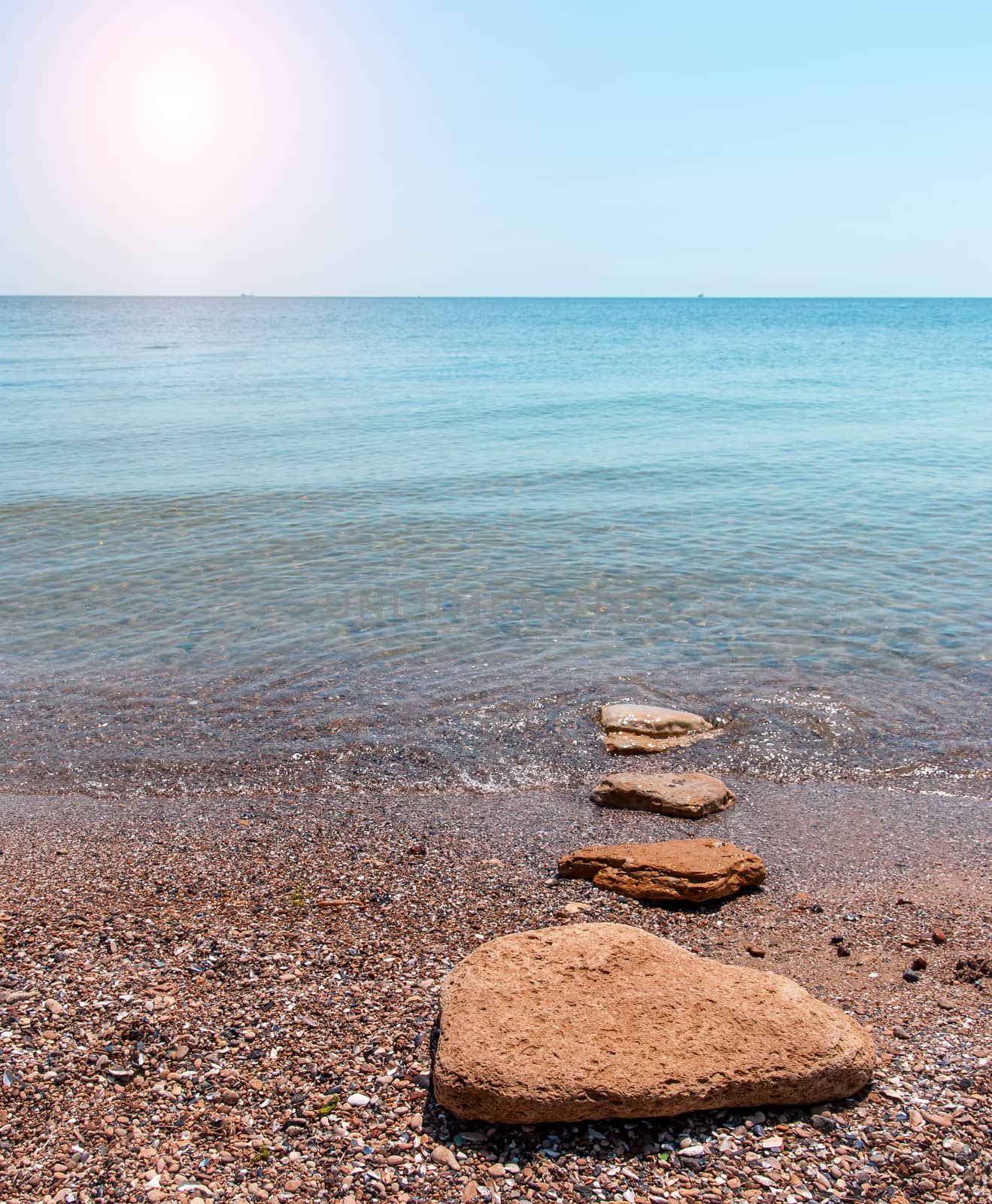 Quiet time. Sandy beach seashore in the morning