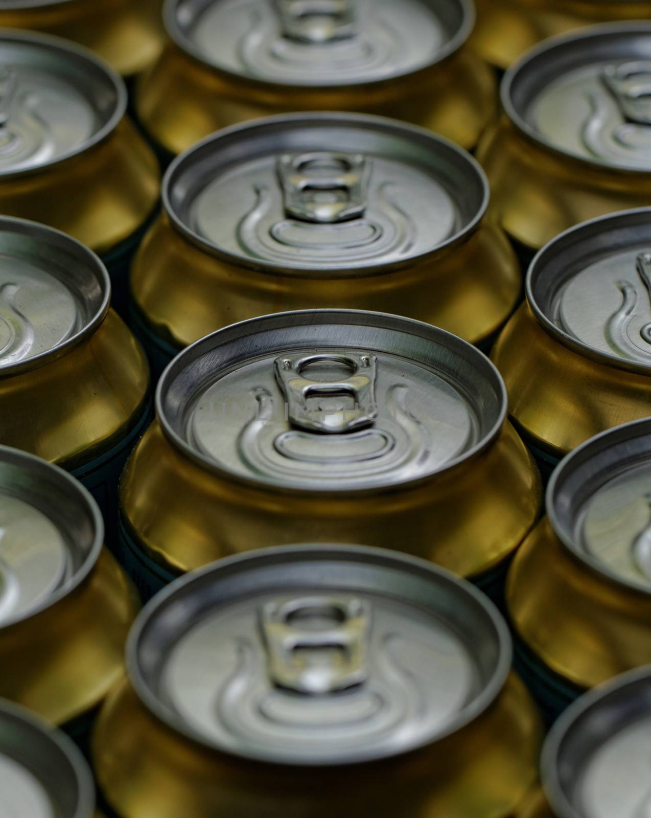 Much of drinking cans close up