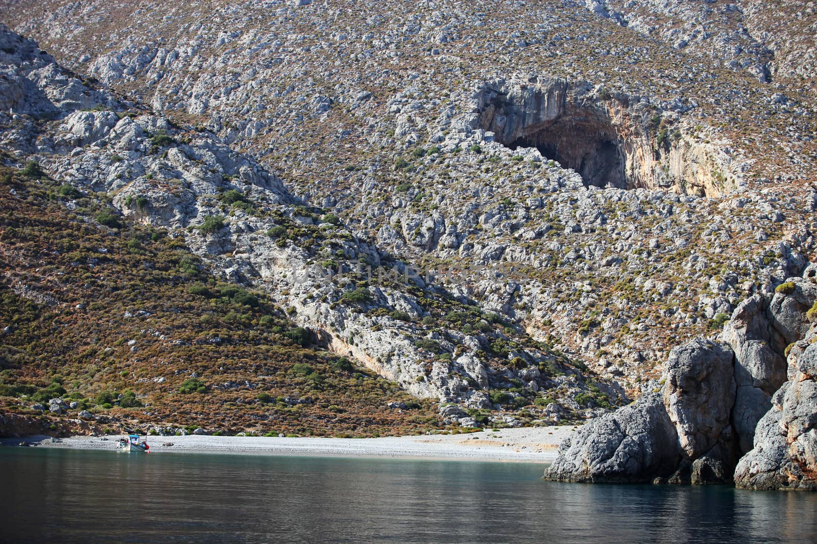 View of Sikati cave, Kalymnos island, Greece