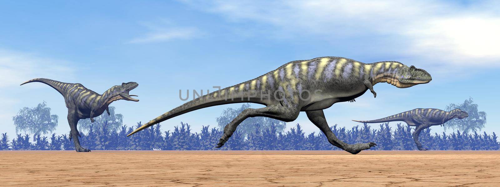 Aucasaurus dinosaurs running - 3D render by Elenaphotos21