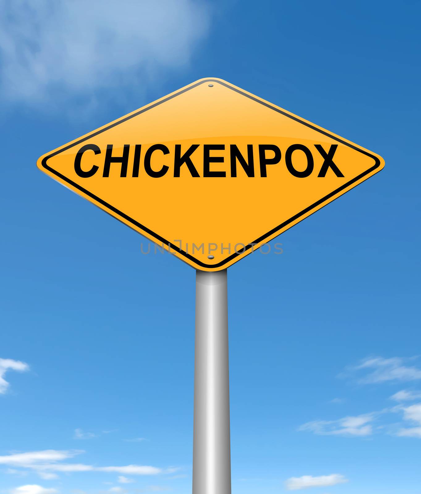 Illustration depicting a sign with a chickenpox concept.