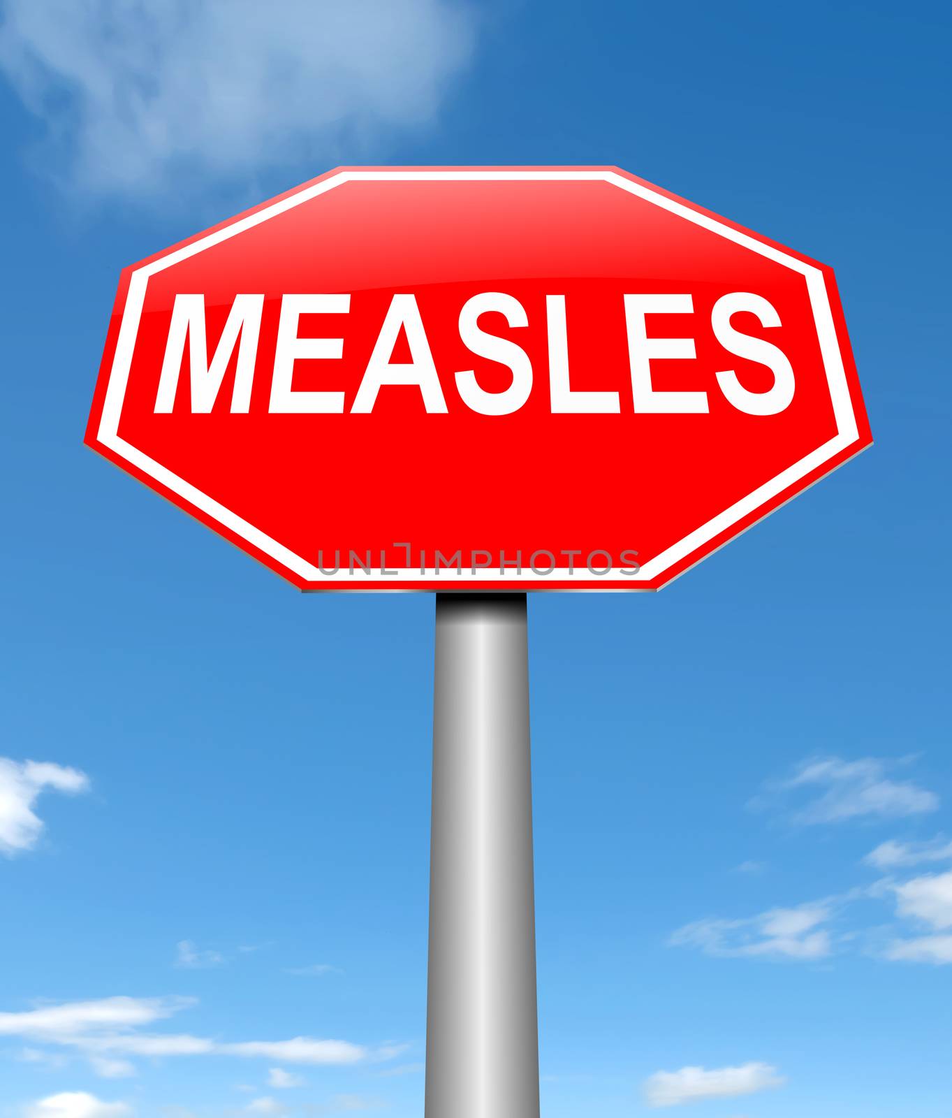 Illustration depicting a sign with a measles concept.