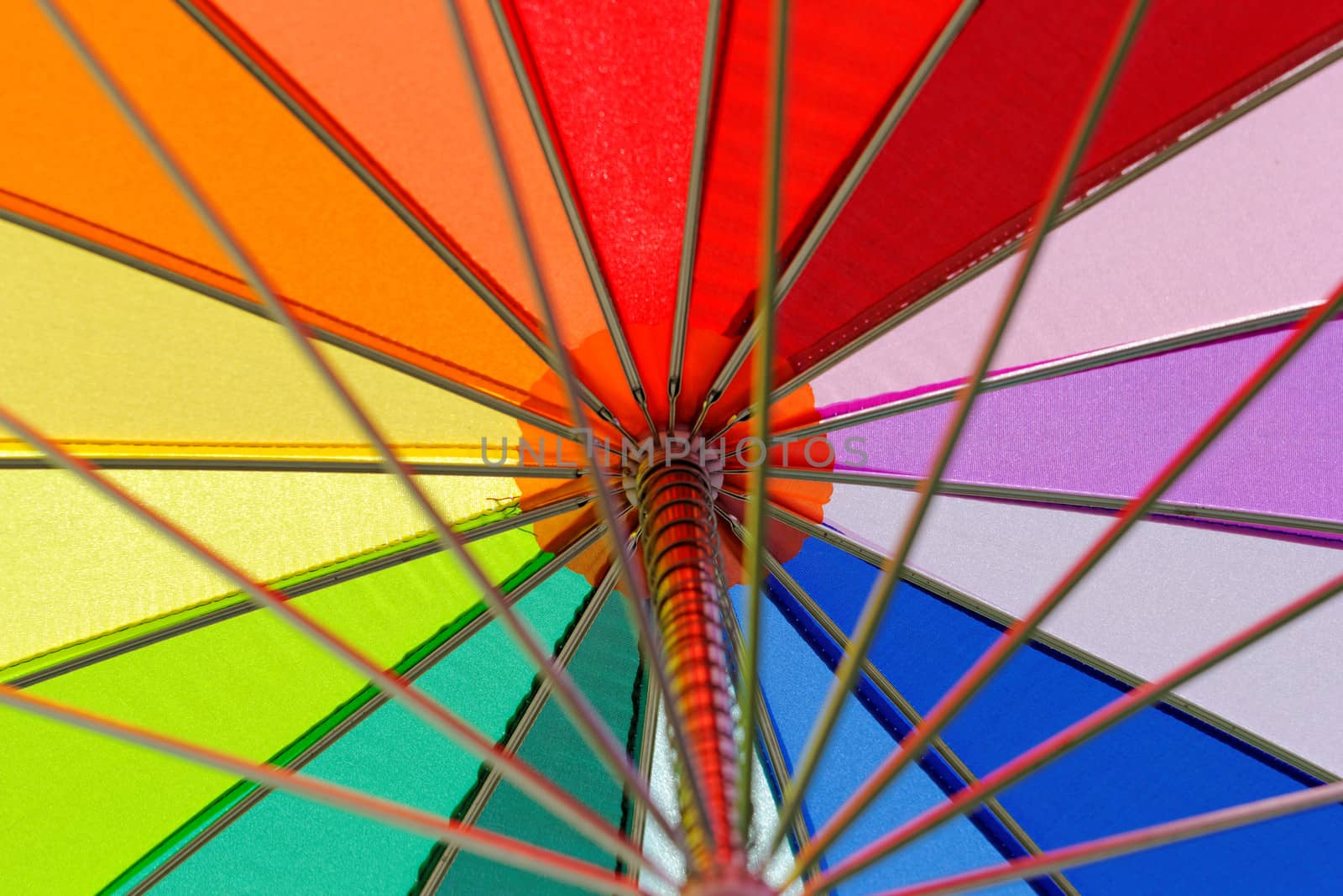 rainbow colored umbrella close-up