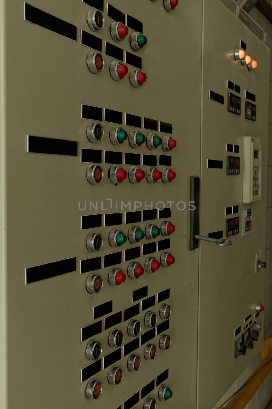 control Panel with red and green lamps and buttons