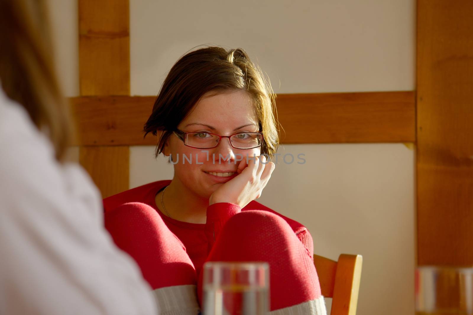 Young woman having easy time in the morning