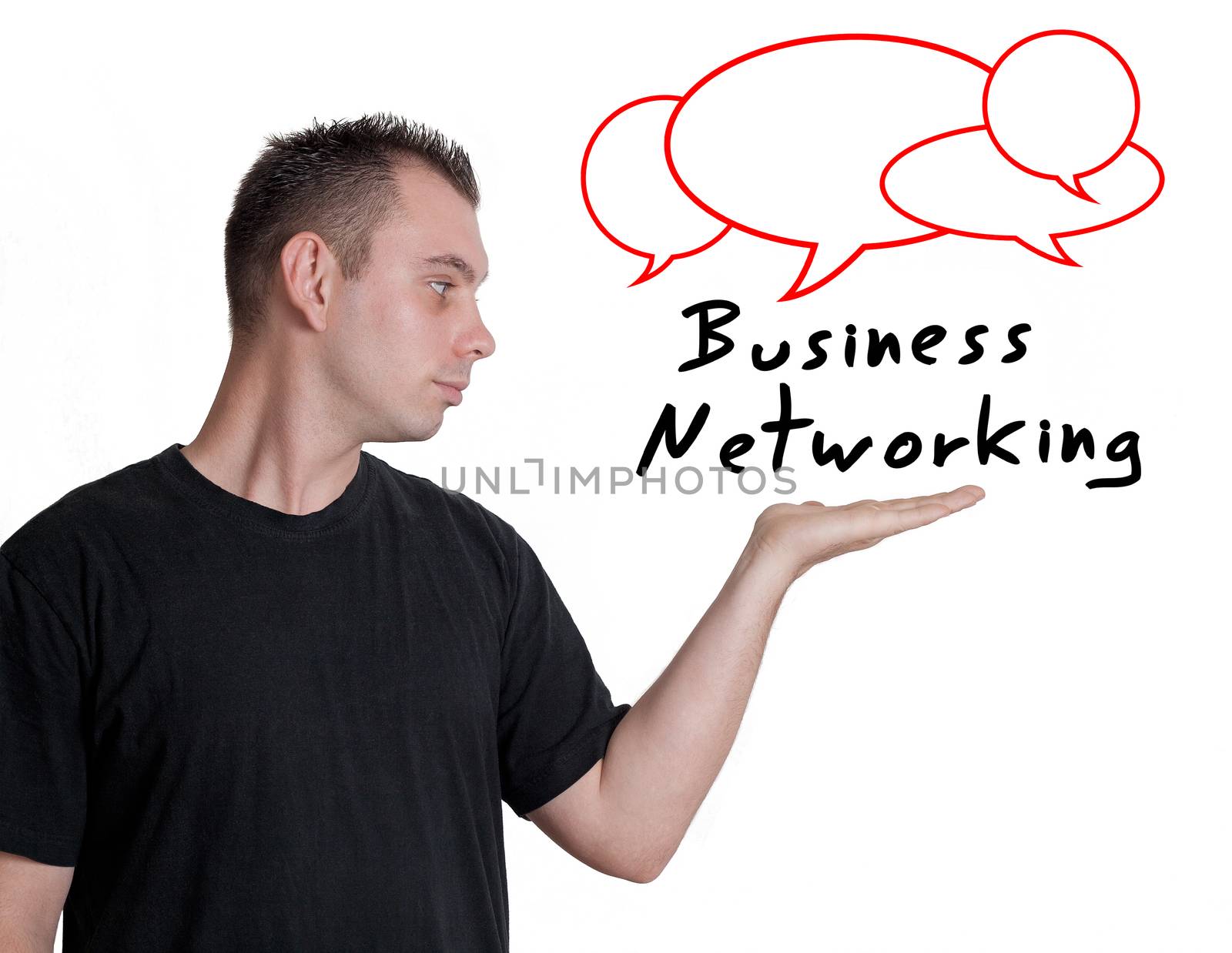 Businessman introduce Network Concept on Whiteboard