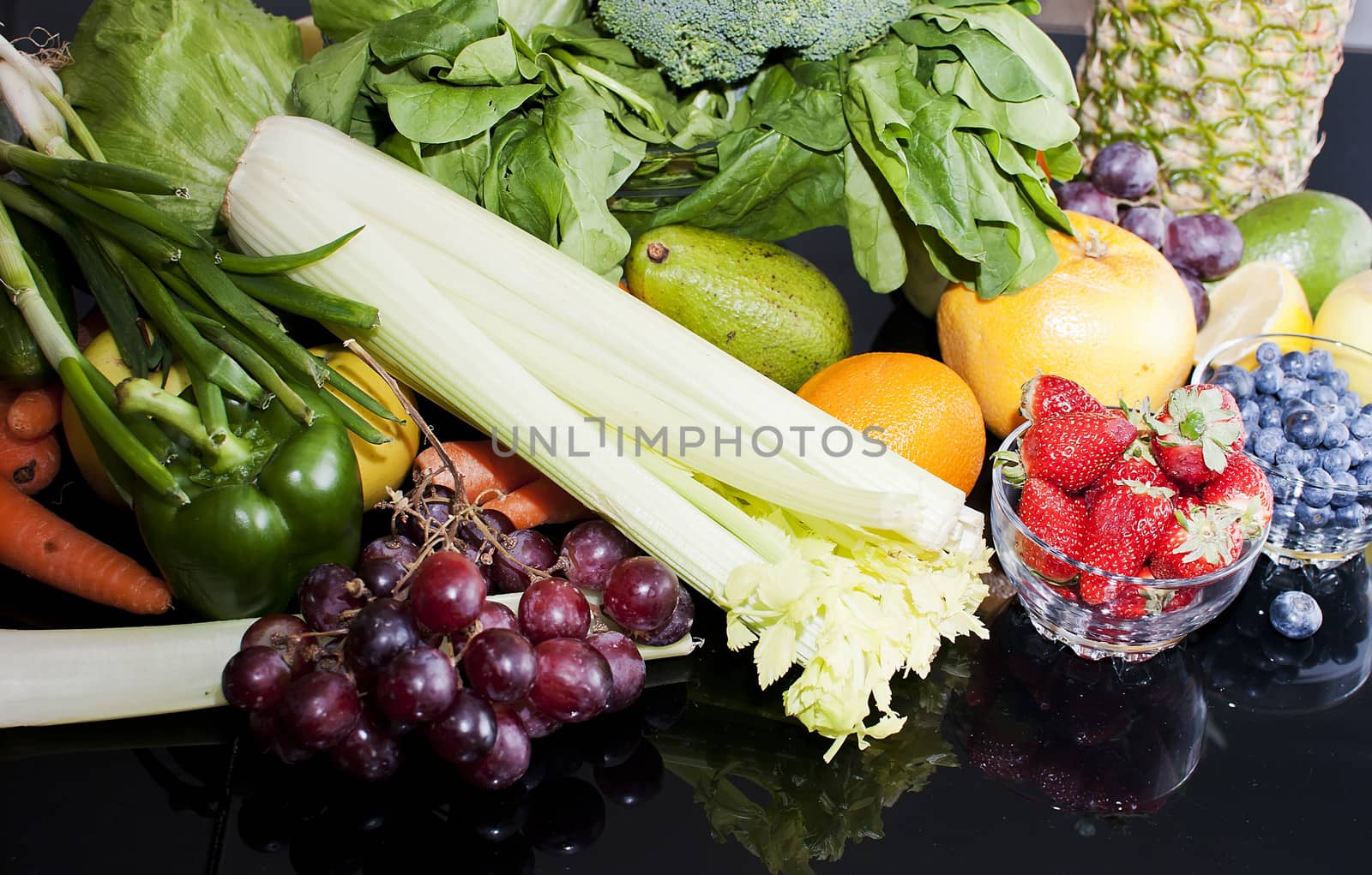 healthy variety of fresh fruits and vegetables