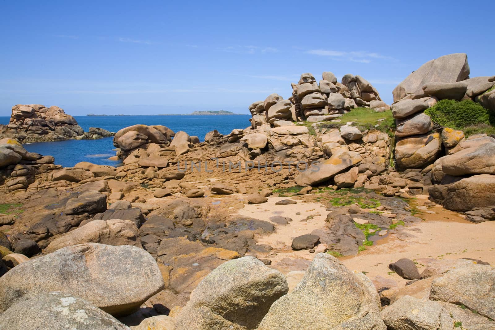 Pink granite rocks in Ploumanach, Brittany, France