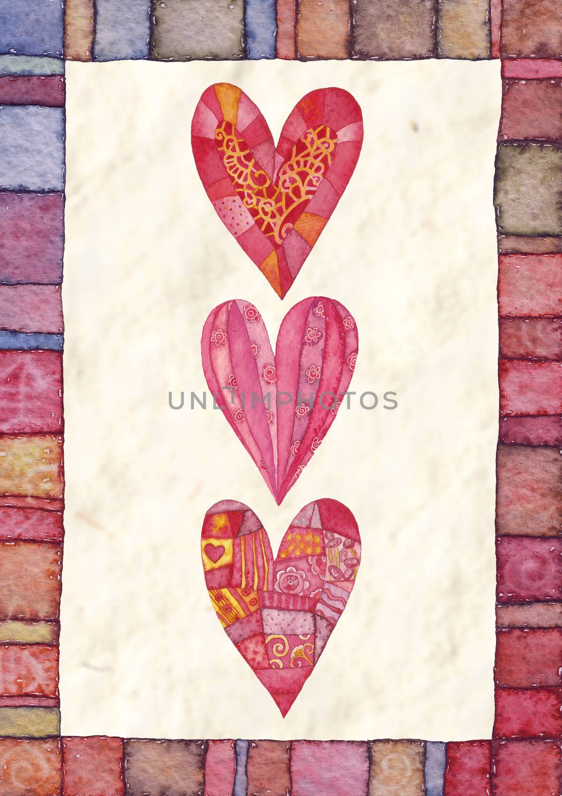 Hearts, greeting card for Valentine's Day