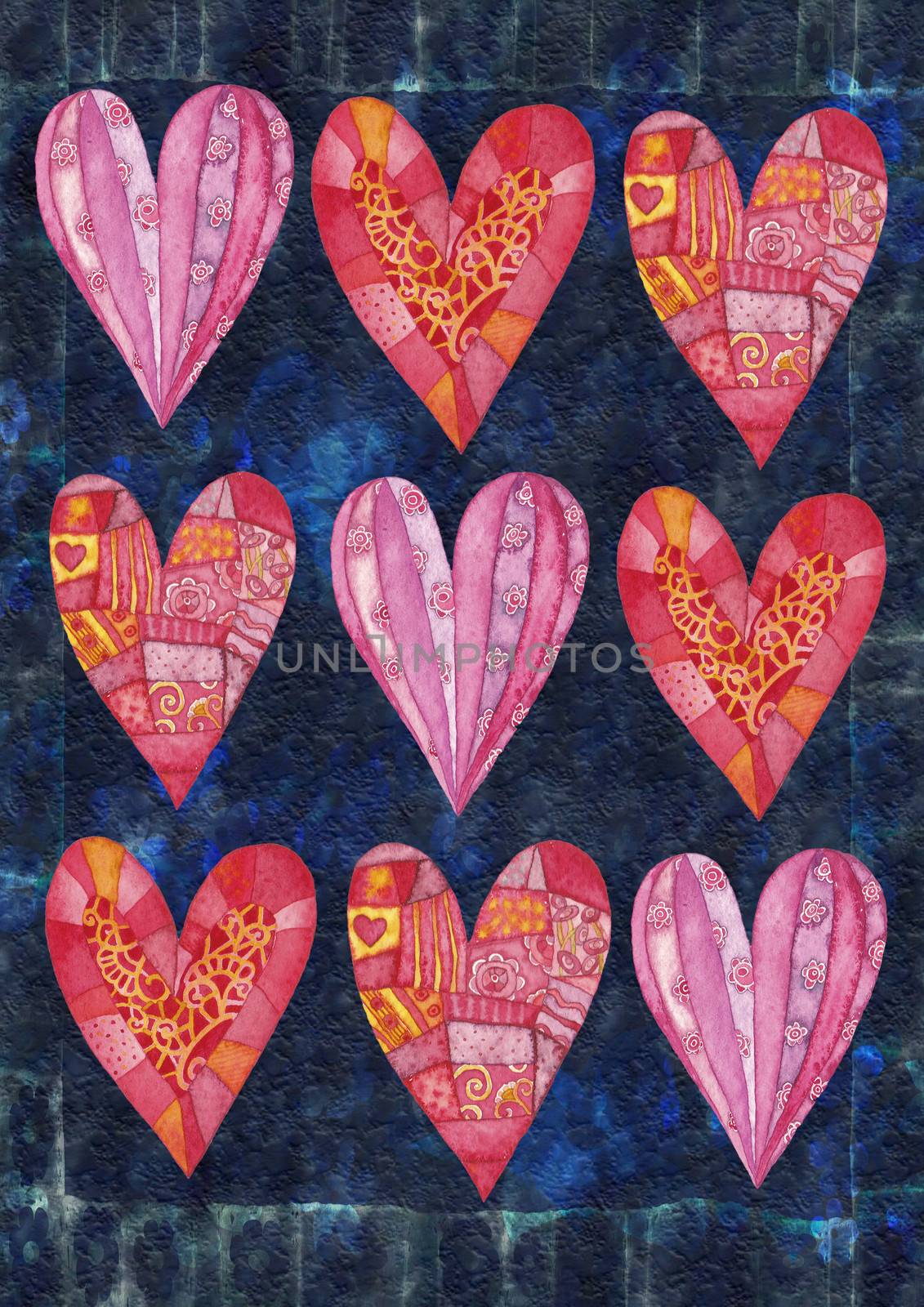 Hearts, greeting card for Valentine's Day