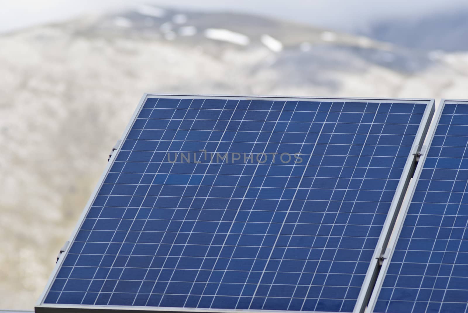 Detail of solar panels in the Madonie mountains by gandolfocannatella
