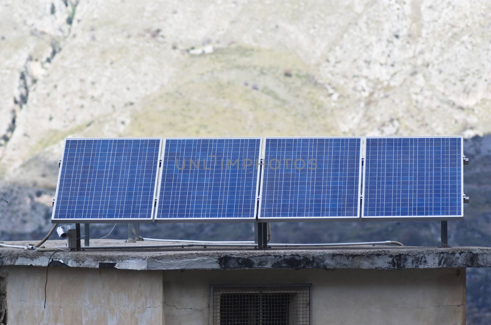 View of solar panels in the Madonie mountains by gandolfocannatella