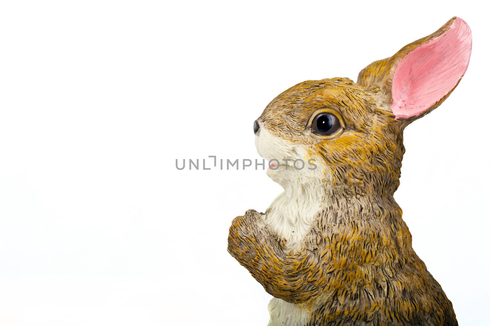 Rabbit Ceramic Sculpture over a white background.