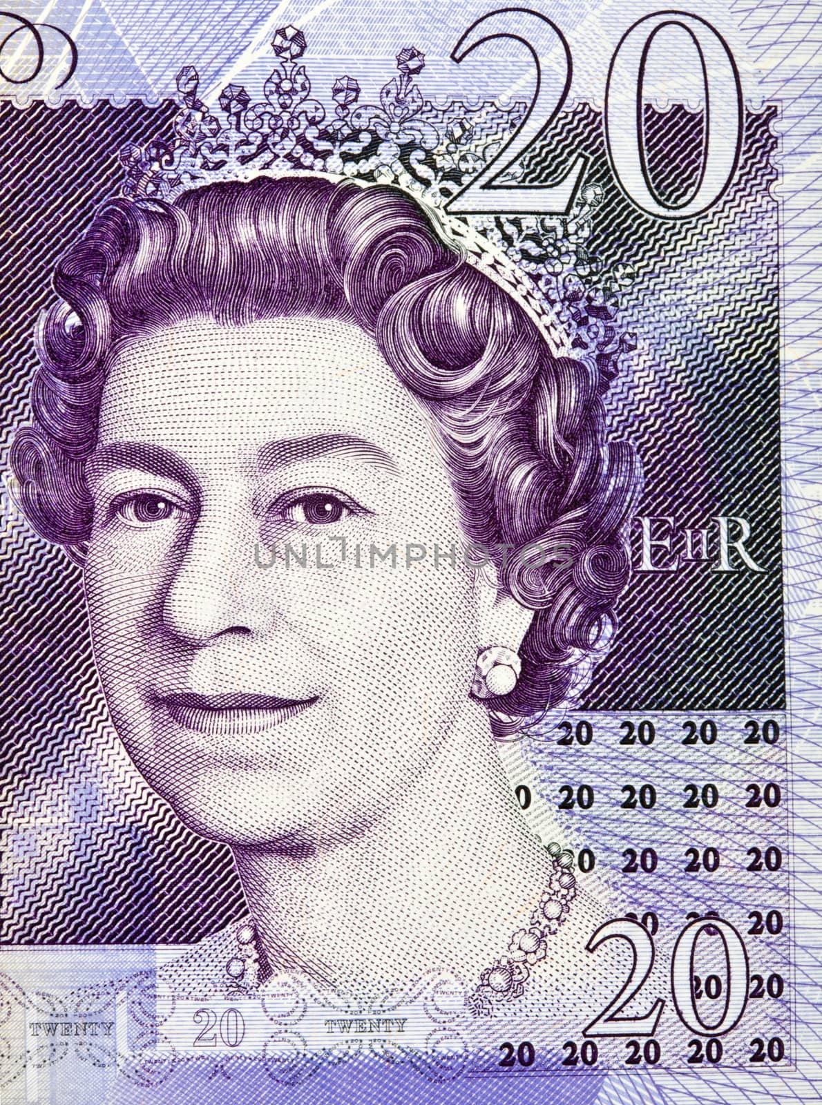 The Queens picture on the �20 English Banknote.