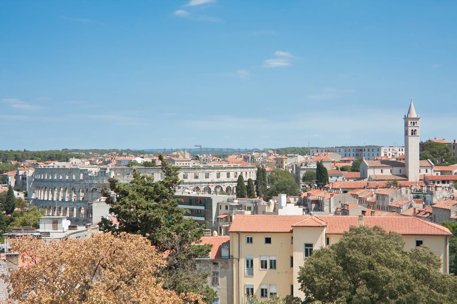 View of the city and the bay from the hill Kastel. Pula. Croatia by nikolpetr