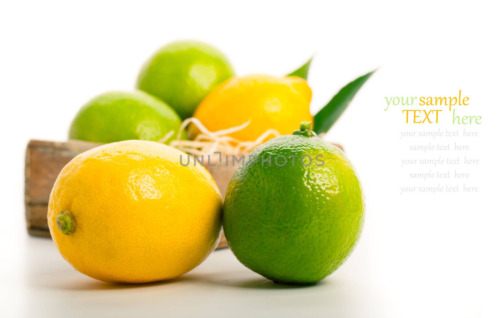 Fresh lemon and lime, Isolated on white background