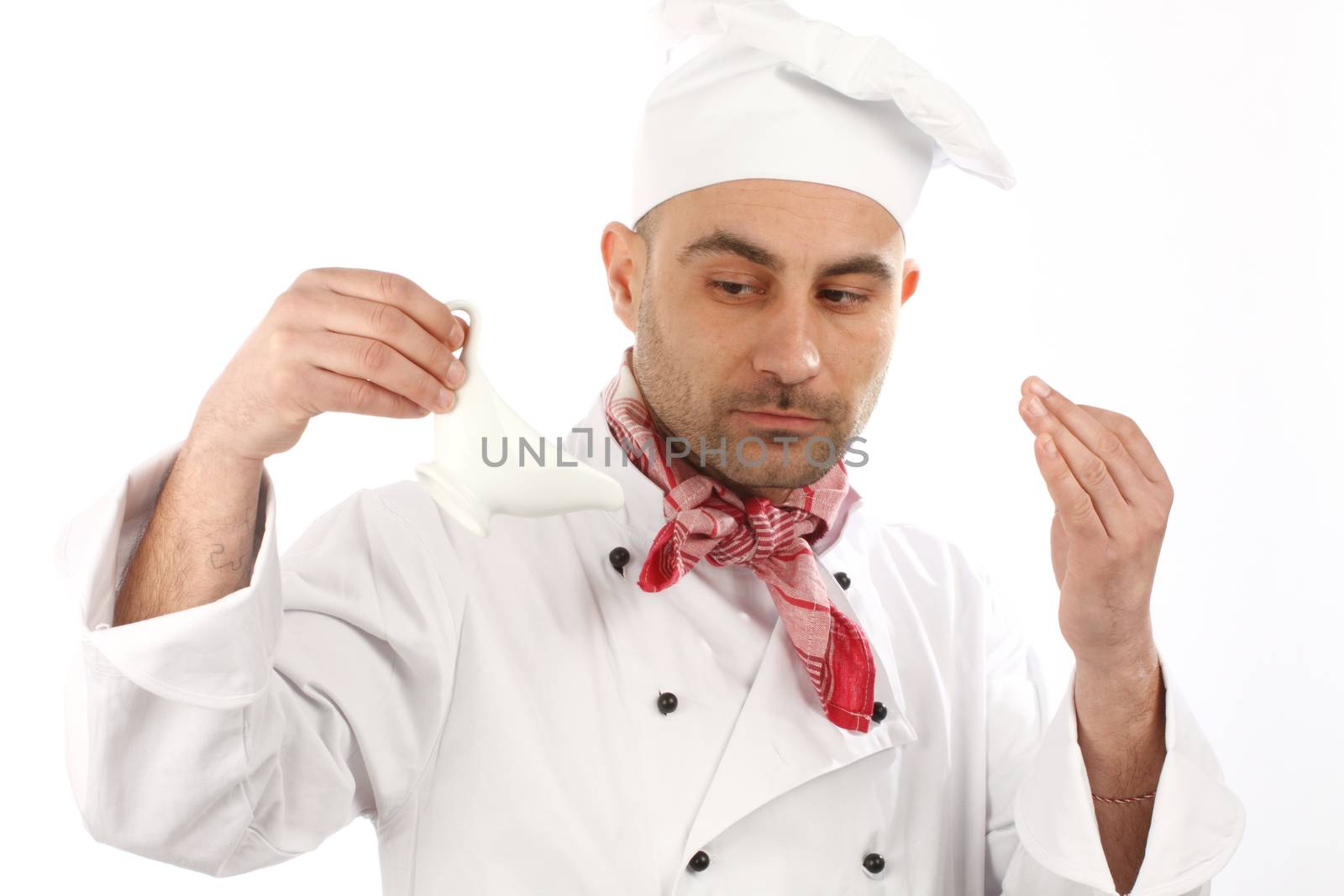 Portrait of a cook on  white background