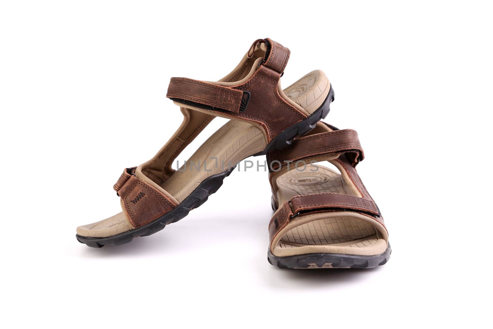 A sport brown sandals isolated on the white background